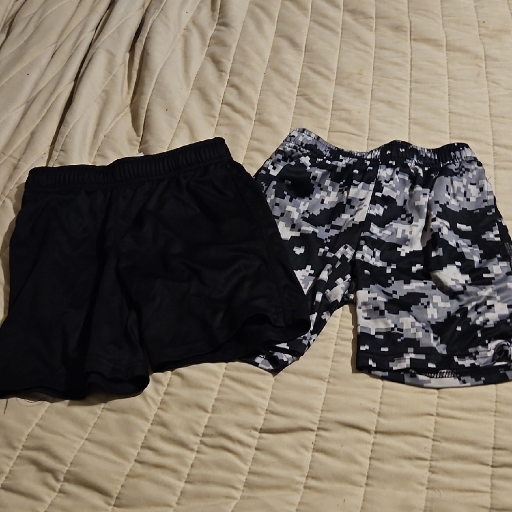 Athletic Works Kids Black and Gray Camo Athletic Shorts - 2 Pack